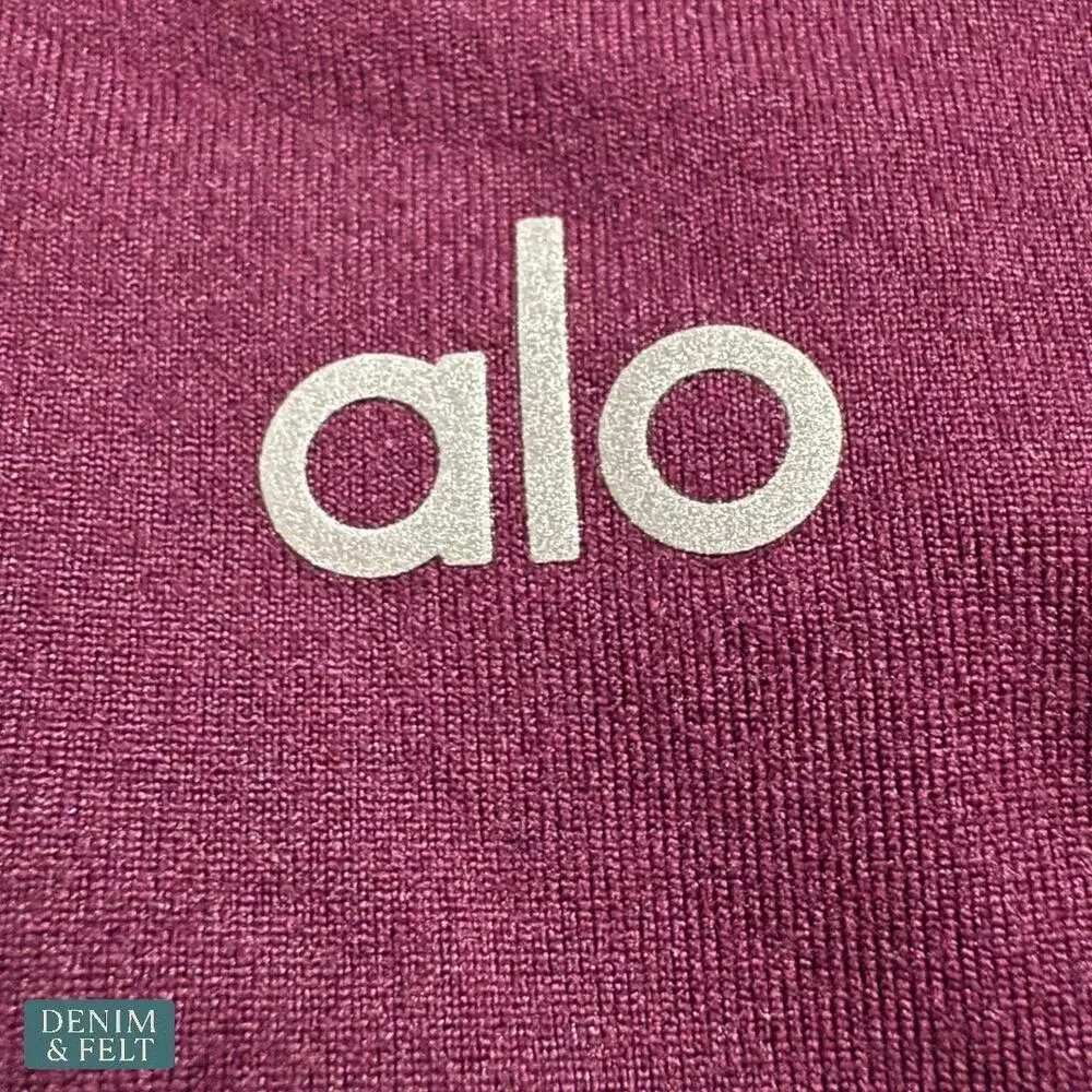 Alo Yoga Long Arch Tank Top Small Black Plum Purple Cutout Gym Activewear Lounge